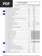 Lista Oficial de Precios de La Construcción - Mayo 2019