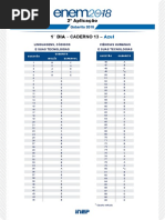 Enem - 2018 - Dia 01 - Caderno 13 - Azul - Gabarito 2 Aplicação PDF