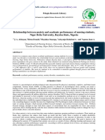 Relationship Between Anxiety and Academic Performance of Nursing Studentsniger Delta University Bayelsa State Nigeria