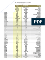 THE LIST OF THE IRREGULAR VERBS Kls 9