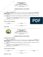 Certification of Documents Received Shs