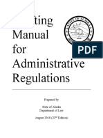 Drafting Manual For Administrative Regulations: Prepared by State of Alaska Department of Law August 2018 (22 Edition)