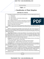 Unit:-I Chapter-3. Classification of Plant Kingdom: Important Points