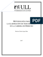 Metodología para La Elaboración de Tesis de Grado en La Carrera de Derecho