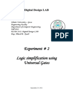 Experiment # 2 Logic Simplification Using Universal Gates: Digital Design LAB