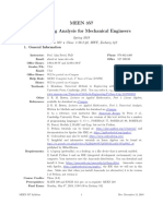 MEEN 357 Engineering Analysis For Mechanical Engineering