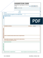 Suggestion Form: Manufacturing Support Division