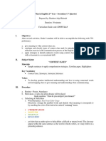 Lesson Plan in English (2 Year - Secondary/ 1 Quarter) : Ctoxent Luecs