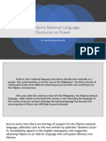 The Filipino National Language: Discourse On Power: By: Teresita Gimenez Maceda