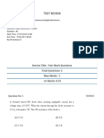 Test Review: Section Title: One Mark Questions Total Questions: 5 Max Marks: 1 - Ve Marks:0.33