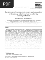 Environmental Management System Implementation in The Mining Industry: A Key To Achieving Cleaner Production