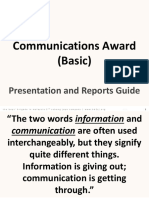 Communications Award (Basic) : Presentation and Reports Guide