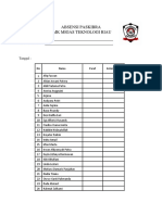 Absensi Paskibra SMK Migas Teknologi Riau: Tanggal