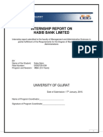 Internship Report On Habib Bank Limited: University of Gujrat