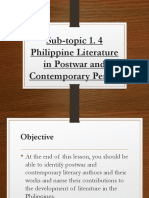 Sub-Topic 1. 4 Philippine Literature in Postwar and Contemporary Period