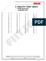 Mental Ability Test (Mat) : NTSE-2018 (UP) Answer Key