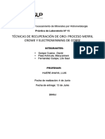 Técnicas de Recuperación de Oro: Proceso Merril Crowe Y Electrowinning de Cobre