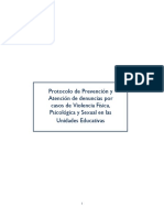 Protocolo de Prevención y Atención de Denuncias Por Casos de Violencia Física, Psicológica y Sexual en Las Unidades Educativas