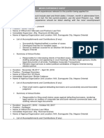 CS Form No. 212 Attachment - Work Experience Sheet