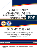 Functionality Assessment of The Barangay Development Council (BDC)