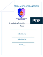 Nehru Smaraka Vidyalaya Bangalore: Investigatory Project in - Topic