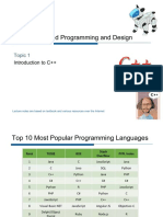 Object-Oriented Programming and Design: Topic 1