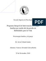 Intervención en Terapia Familiar Por Medio Del Desarrollo de Habilidades para La Vida