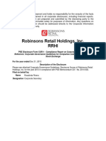 Robinsons Retail Holdings, Inc. Rrhi: PSE Disclosure Form CGR-1 - Compliance Report On Corporate Governance