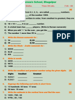 St. Teresa's School, Maths Questions, Class - III