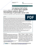 Moringa Oleifera Aqueous Leaf Extract Down-Regulates Nuclear Factor-Kappab and Increases Cytotoxic Effect of Chemotherapy in Pancreatic Cancer Cells