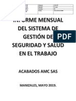 Informe Mensual de Seguridad y Salud en El Trabajo