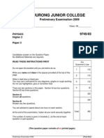 Jurong Junior College: Preliminary Examination 2009