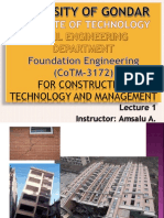 For Construction Technology and Management: Instructor: Amsalu A