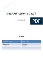 MS6107D Business Statistics: Session 1