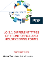 LO 2.1 Front Office Forms and Other Housekeeping Forms