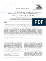 Sequence Variation in Humans and Other Primates at Six Short Tandem Repeat Loci Used in Forensic Identity Testing