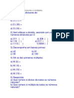 Exercícios de Divisores e Múltiplos