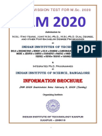 Information Brochure: Joint Admission Test For M.Sc. 2020