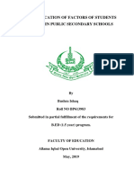 Identification of Factors of Students Stress in Public Secondary Schools