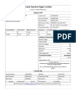 Bharat Sanchar Nigam Limited: Name and Address of The Customer Telephone Bill