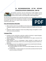 Principal Recommendations of The Kothari Commission/Education Commission, 1964-66