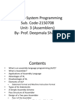 Subject-System Programming Sub. Code-2150708 Unit-3 (Assemblers) by - Prof. Deepmala Sharma