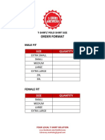 TSB T Shirt Size Order Format 2019