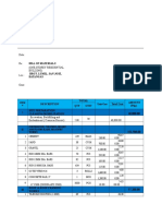 Bill of Materials:: Date: Re: (One-Storey Residential Building) Loc.