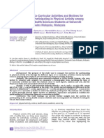 Co-Curricular Activities and Motives For Participating in Physical Activity Among Health Sciences Students at Universiti Sains Malaysia, Malaysia