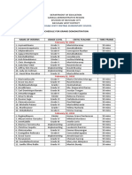 Schedule For Grand Demonstration: Bayugan West Central Elementary School