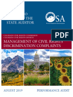 Colorado Auditor Report: Colorado Civil Rights Commission Management of Civil Rights Discrimination Complaints