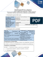 Guía de Actividades y Rúbrica de Evaluación - Tarea 1 - Espacio Muestral, Eventos, Operaciones y Axiomas de Probabilidad