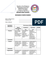 Senior High School Research Paper Rubric