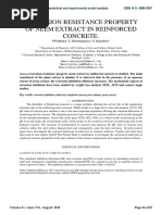 Corrosion Resistance Property of Neem Extract in Reinforced Concrete